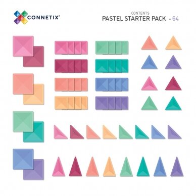 Connetix Pastelinis STARTER rinkinys 64 dalių 3