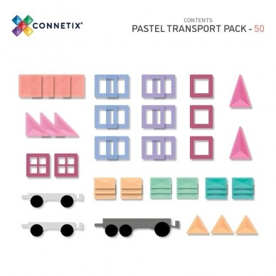 Connetix pastelinis TRANSPORTO rinkinys 50 dalių 12