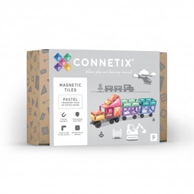 Connetix pastelinis TRANSPORTO rinkinys 50 dalių