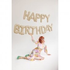 Folinis balionas Happ Birthday kreminis 340x35cm