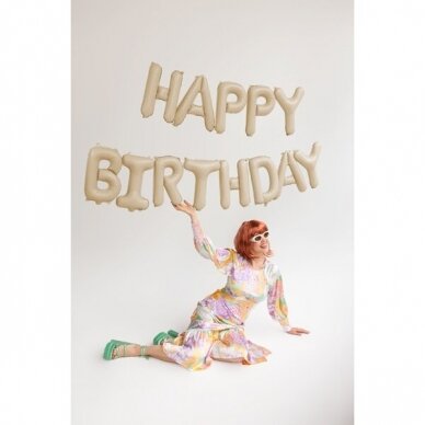 Folinis balionas Happ Birthday kreminis 340x35cm 1