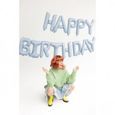 Folinis balionas Happ Birthday melsvas 340x35cm 1