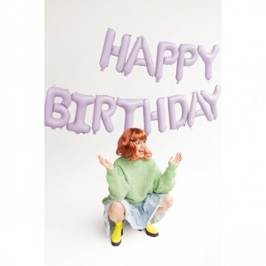 Folinis balionas Happ Birthday violetinis 340x35cm