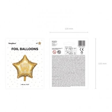 Folinis balionas "Happy Birthday" 40cm auksinis 2