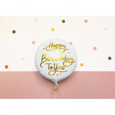 Folinis balionas "Happy birthday" baltas 35 cm 1