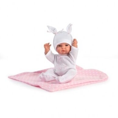 Lėlė kūdikėlis Gordi, baltais rūbeliais 28 cm