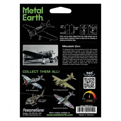 Metalinis 3D konstruktorius Metal Earth Mitsubishi Zero 3