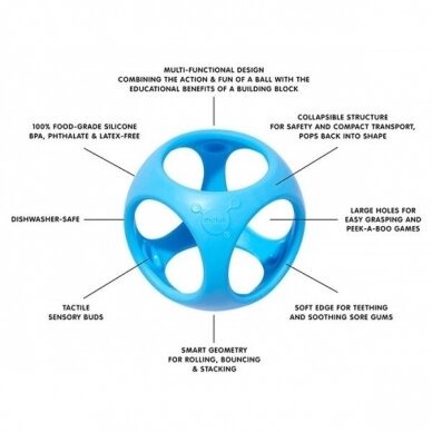 Daugiafunkcinis sensorinis žaislas-kramtukas "Oibo" (mėlynas) 4